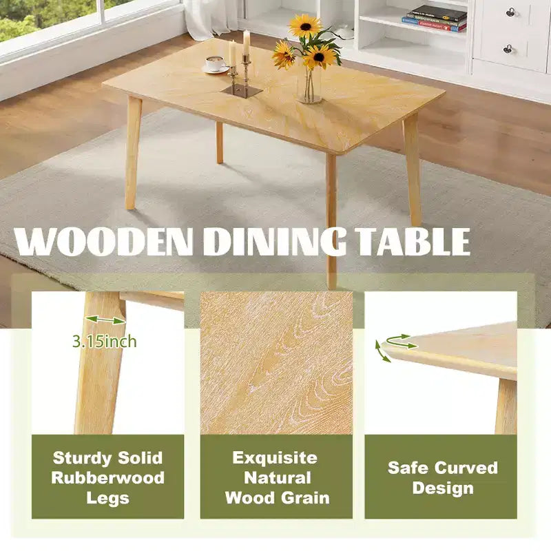Set tavolo da pranzo in legno da 6 pezzi, tavolo rettangolare da sala da pranzo con 4 sedie imbottite e panca