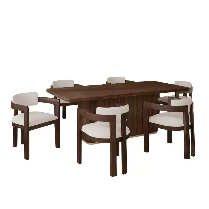 Christopher Knight Home Evangeline Set da pranzo contemporaneo di 7 pezzi in legno di Hevea, imbottito, con tavolo rettangolare di grandi dimensioni