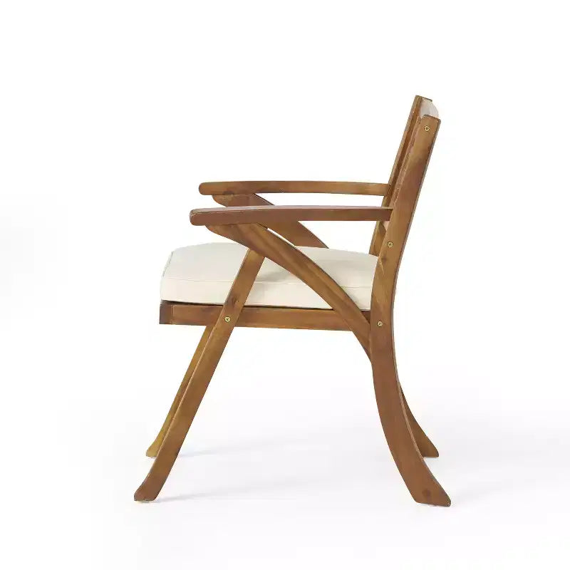 Christopher Knight Home Diana Set da Pranzo Rustico da Esterno 7 Pezzi in Rattan e Legno di Acacia a Doghe con Cuscini