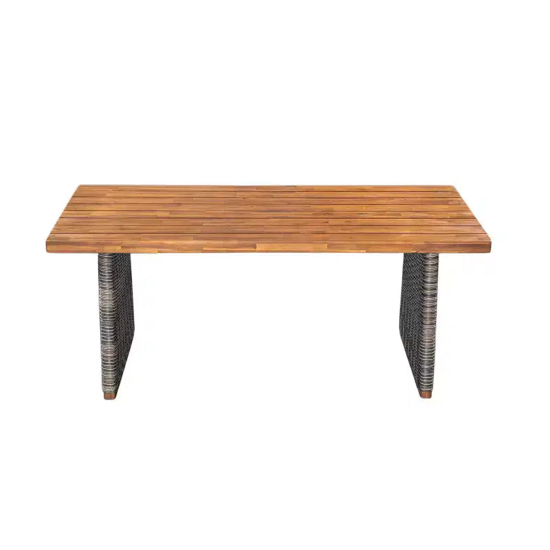 Christopher Knight Home Diana Set da Pranzo Rustico da Esterno 7 Pezzi in Rattan e Legno di Acacia a Doghe con Cuscini