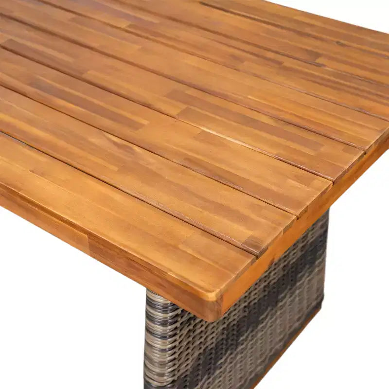 Christopher Knight Home Diana Set da Pranzo Rustico da Esterno 7 Pezzi in Rattan e Legno di Acacia a Doghe con Cuscini