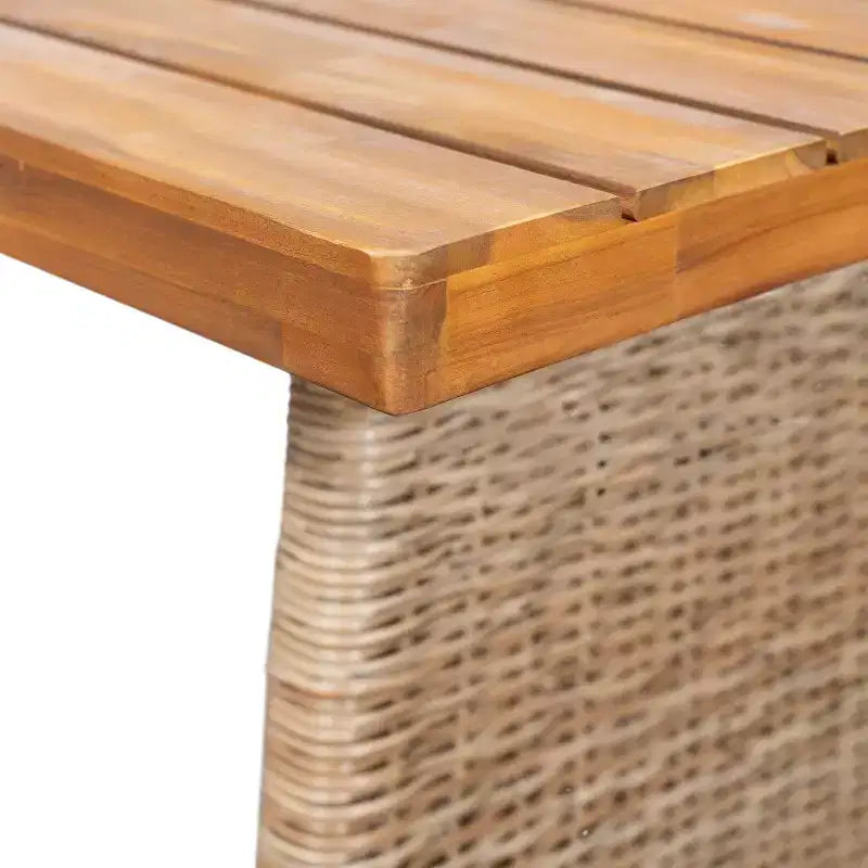 Christopher Knight Home Diana Set da Pranzo Rustico da Esterno 7 Pezzi in Rattan e Legno di Acacia a Doghe con Cuscini