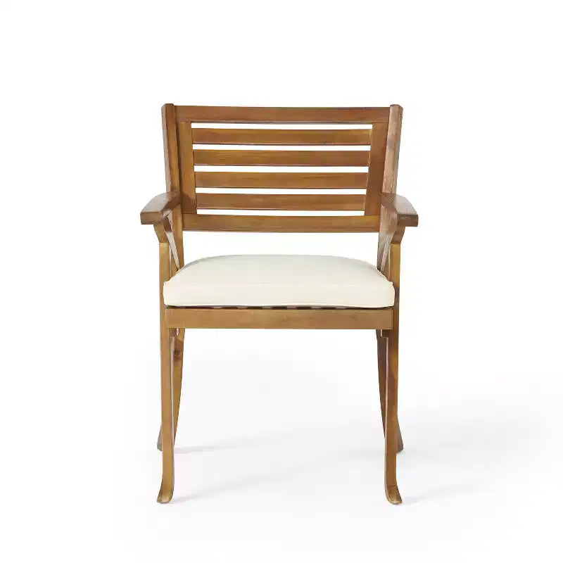 Christopher Knight Home Diana Set da Pranzo Rustico da Esterno 7 Pezzi in Rattan e Legno di Acacia a Doghe con Cuscini