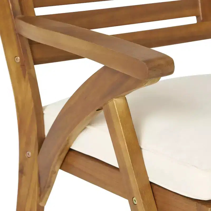 Christopher Knight Home Clara Set da Pranzo Rustico da Esterno 6 Pezzi in Rattan e Legno di Acacia con Cuscini
