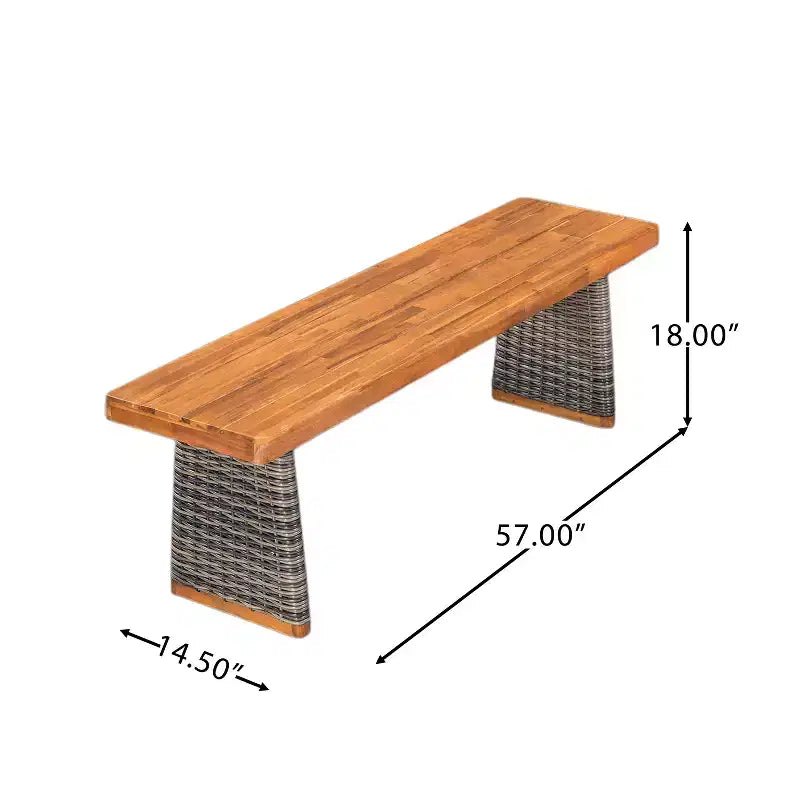 Christopher Knight Home Clara Set da Pranzo Rustico da Esterno 6 Pezzi in Rattan e Legno di Acacia con Cuscini