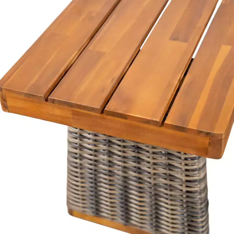 Christopher Knight Home Clara Set da Pranzo Rustico da Esterno 6 Pezzi in Rattan e Legno di Acacia con Cuscini