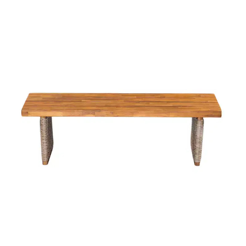 Christopher Knight Home Clara Set da Pranzo Rustico da Esterno 6 Pezzi in Rattan e Legno di Acacia con Cuscini