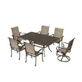 Mondawe 7 Pieces Cast Aluminum Outdoor Patio Dining Set with 2 Swivel Chair and 4 Armchairs and 1 Rectangle Table