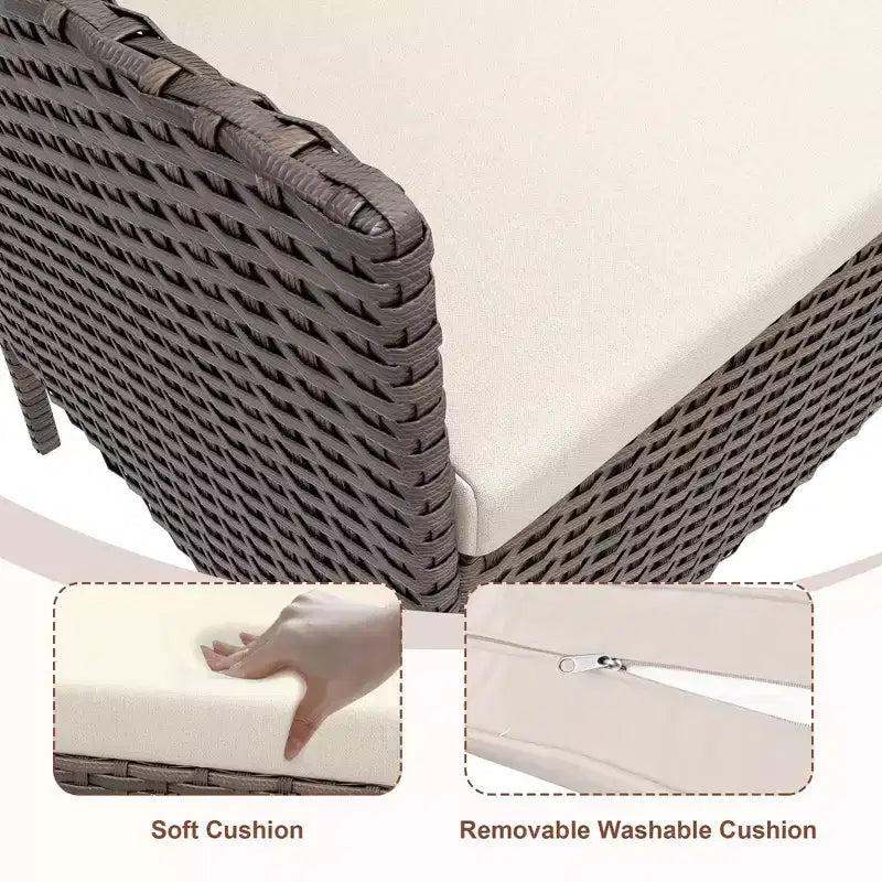 Set da 4 mobili da giardino, sedie in rattan da esterno, divano in rattan All-Weather Dialogue con imbottitura e tavolino in vetro