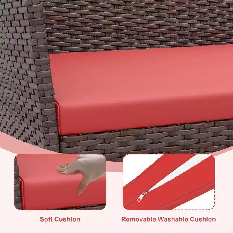 Set da 4 mobili da giardino, sedie in rattan da esterno, divano in rattan All-Weather Dialogue con imbottitura e tavolino in vetro