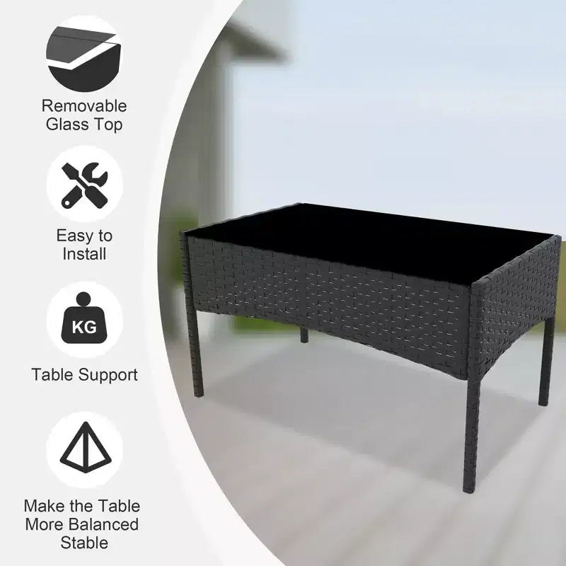 Set da 4 mobili da giardino, sedie in rattan da esterno, divano in rattan All-Weather Dialogue con imbottitura e tavolino in vetro