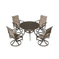 Mondawe 5 Pieces Outdoor Patio Dining Set with 48 in W Round Dining Table and 4 Swivel Rocking Chairs