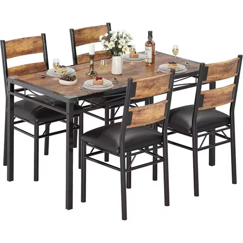 Set da Tavolo da Pranzo, Set da Tavolo da Pranzo con Protezioni Angolari, Set da Tavolo e Sedie da Cucina in Legno con Sedie Imbottite per Sala da Pranzo, Appartamento