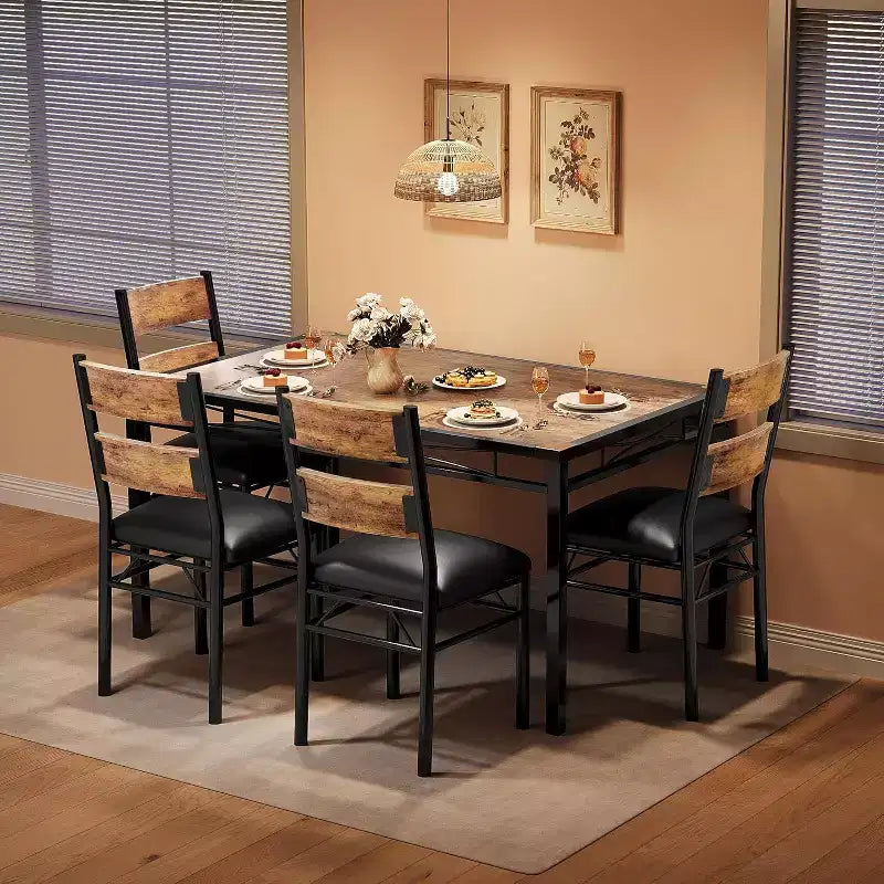 Set da Tavolo da Pranzo, Set da Tavolo da Pranzo con Protezioni Angolari, Set da Tavolo e Sedie da Cucina in Legno con Sedie Imbottite per Sala da Pranzo, Appartamento