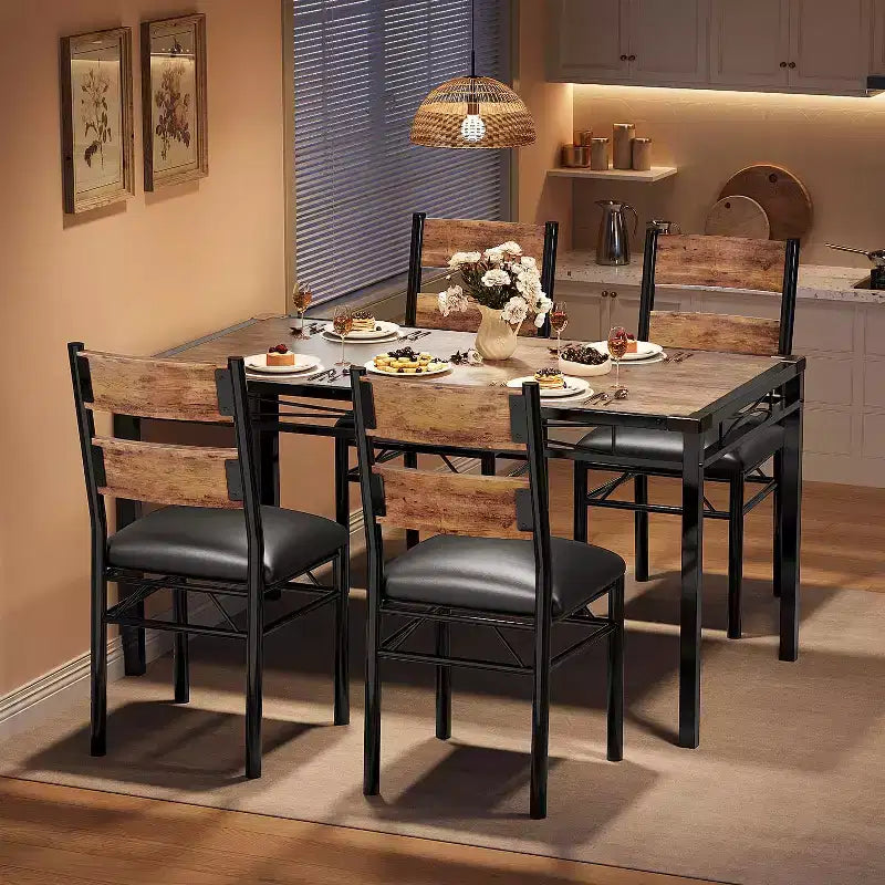 Set da Tavolo da Pranzo, Set da Tavolo da Pranzo con Protezioni Angolari, Set da Tavolo e Sedie da Cucina in Legno con Sedie Imbottite per Sala da Pranzo, Appartamento