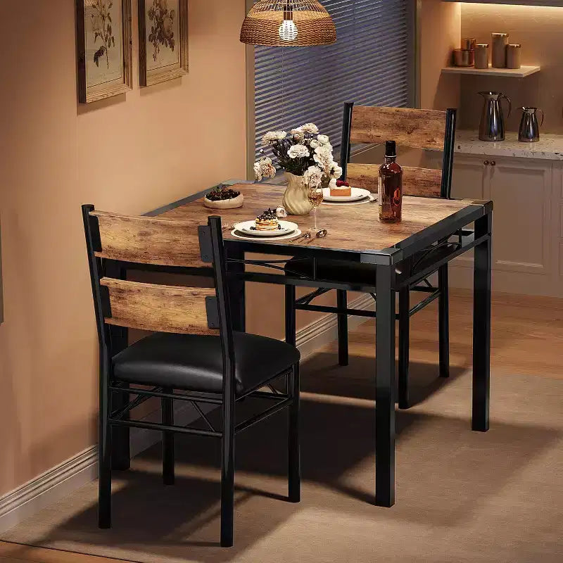 Set da Tavolo da Pranzo, Set da Tavolo da Pranzo con Protezioni Angolari, Set da Tavolo e Sedie da Cucina in Legno con Sedie Imbottite per Sala da Pranzo, Appartamento