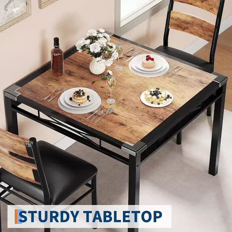 Set da Tavolo da Pranzo, Set da Tavolo da Pranzo con Protezioni Angolari, Set da Tavolo e Sedie da Cucina in Legno con Sedie Imbottite per Sala da Pranzo, Appartamento