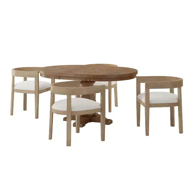 GDFStudio Ladieu Set da pranzo 5 pezzi in legno e tessuto rustico