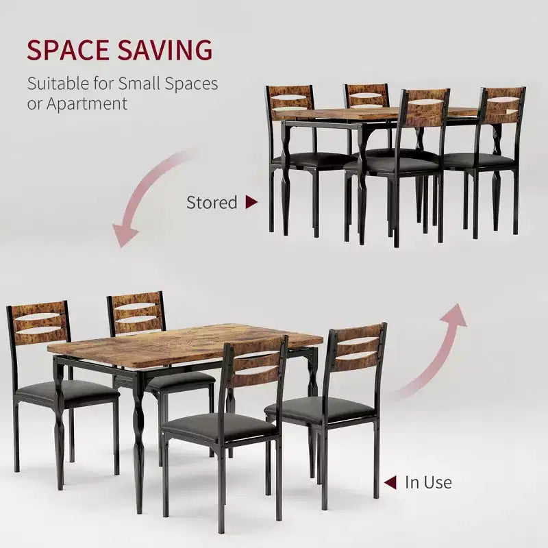 Coolmee Set Tavolo da Pranzo 5 Pezzi, Set Tavolo e Sedie in Stile Industriale per 4 Persone, Set Tavolo da Cucina per Sala da Pranzo Cucina Appartamento