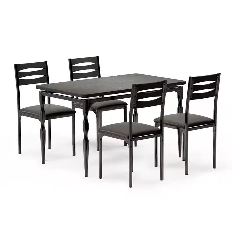 Coolmee Set Tavolo da Pranzo 5 Pezzi, Set Tavolo e Sedie in Stile Industriale per 4 Persone, Set Tavolo da Cucina per Sala da Pranzo Cucina Appartamento