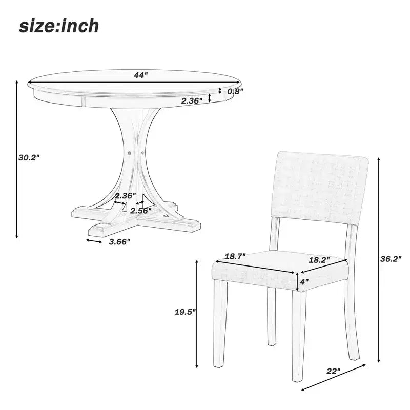 Set da tavolo rotondo da pranzo per 4 persone, set da cucina retrò da 5 pezzi con 4 sedie imbottite