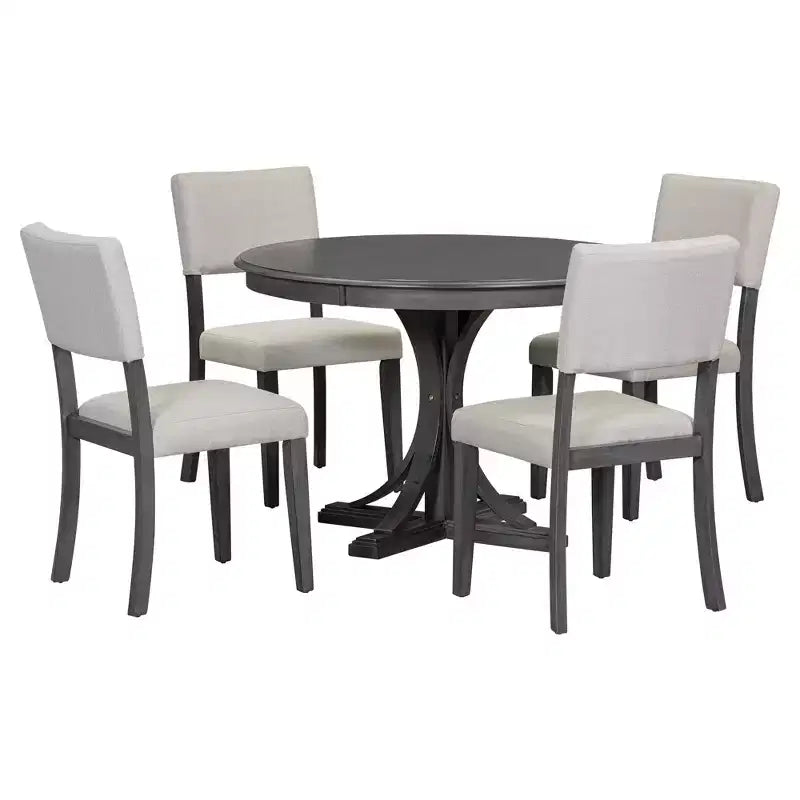 Set da tavolo rotondo da pranzo per 4 persone, set da cucina retrò da 5 pezzi con 4 sedie imbottite