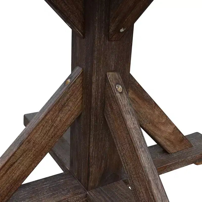 Cortile Casual Bermuda Teak FSC 5 pz 48 Flag Leg Set da pranzo in teak FSC Include un tavolo da pranzo rotondo da 48 e quattro sedie da pranzo