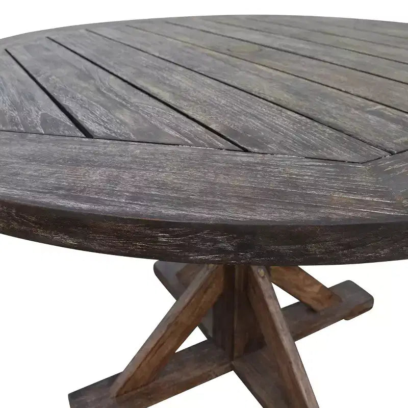 Cortile Casual Bermuda Teak FSC 5 pz 48 Flag Leg Set da pranzo in teak FSC Include un tavolo da pranzo rotondo da 48 e quattro sedie da pranzo