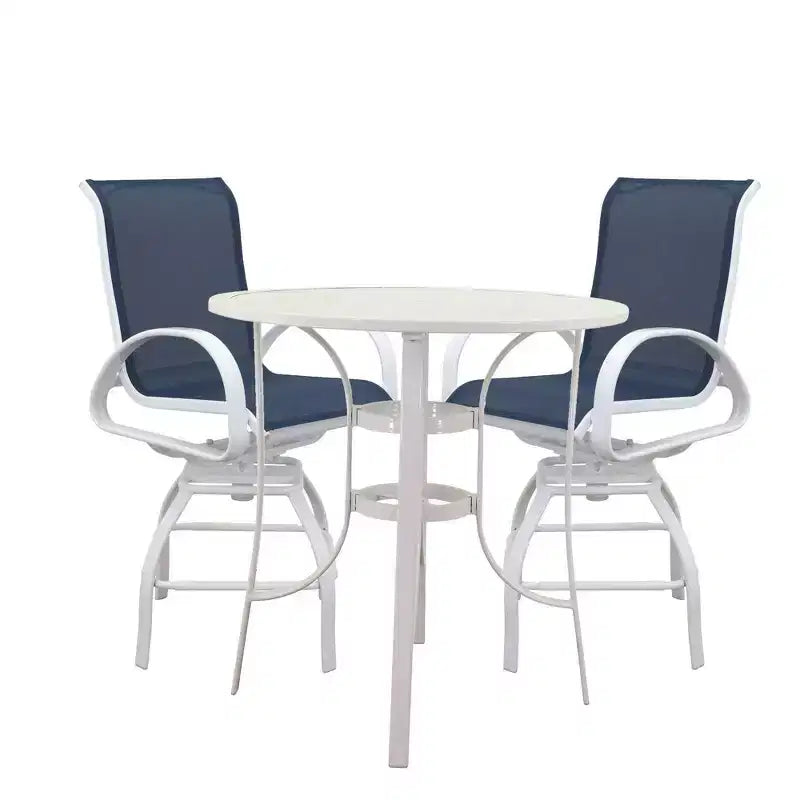 Courtyard Casual Santa Fe 3 pc Balcony Height 36 Round Dining Set Includes one 36 Balcony Table and two Balcony Swivel Stools