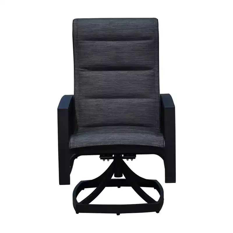 Set da pranzo rotondo Santorini 5 pezzi Courtyard Casual con movimento, 48 pollici Include: un tavolo rotondo e quattro sedie a fionda girevoli imbottite
