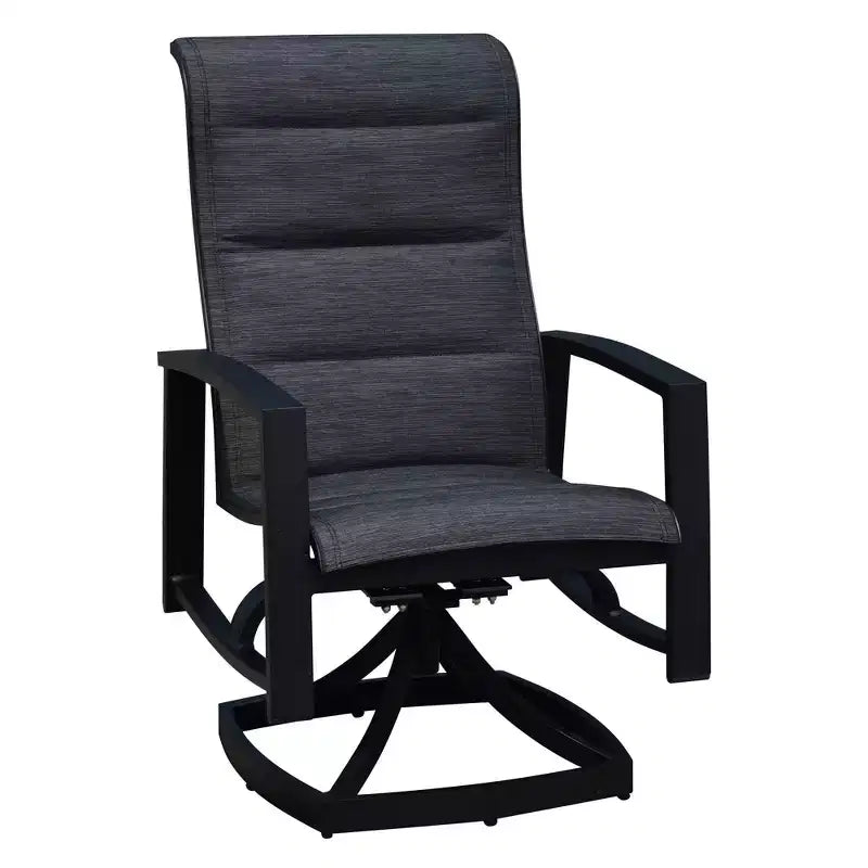 Set da pranzo rotondo Santorini 5 pezzi Courtyard Casual con movimento, 48 pollici Include: un tavolo rotondo e quattro sedie a fionda girevoli imbottite