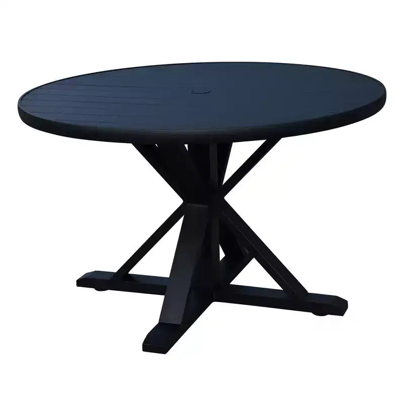 Set da pranzo rotondo Santorini 5 pezzi Courtyard Casual con movimento, 48 pollici Include: un tavolo rotondo e quattro sedie a fionda girevoli imbottite