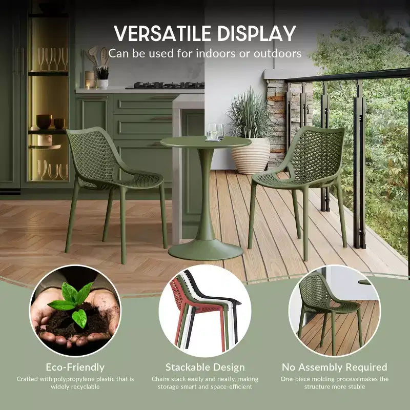 WestinTrends Playa Set da Pranzo Quadrato per Esterni da 5 Pezzi con Sedie Impilabili