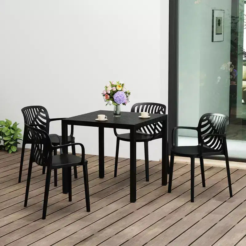 WestinTrends Playa Set da Pranzo Quadrato per Esterni da 5 Pezzi con Sedie Impilabili