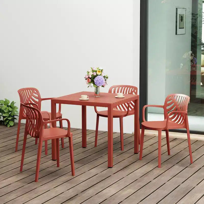 WestinTrends Playa Set da Pranzo Quadrato per Esterni da 5 Pezzi con Sedie Impilabili