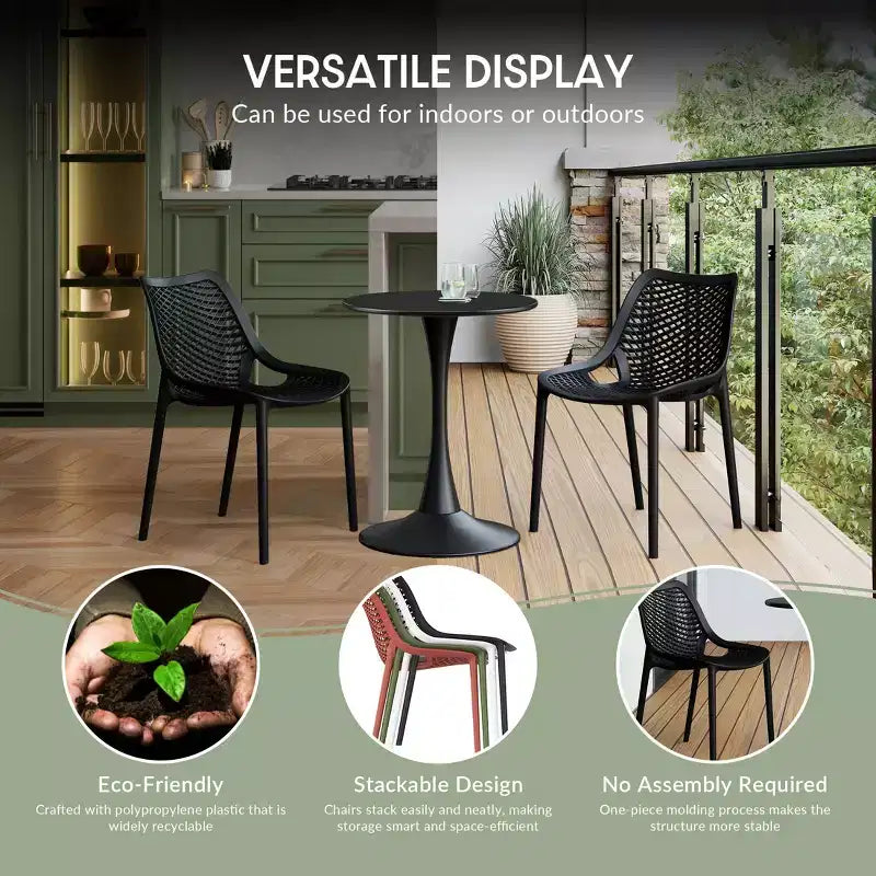 WestinTrends Playa Set da Pranzo Quadrato per Esterni da 5 Pezzi con Sedie Impilabili