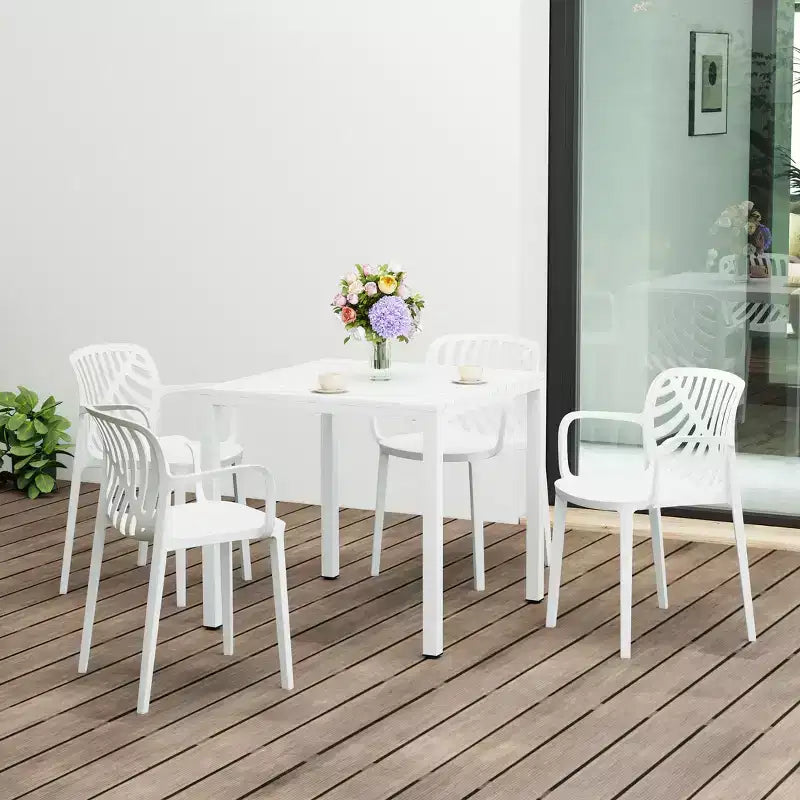 WestinTrends Playa Set da Pranzo Quadrato per Esterni da 5 Pezzi con Sedie Impilabili