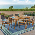 Christopher Knight Home Copperfield Outdoor Mesh and Acacia Wood 7 Piece Dining Set