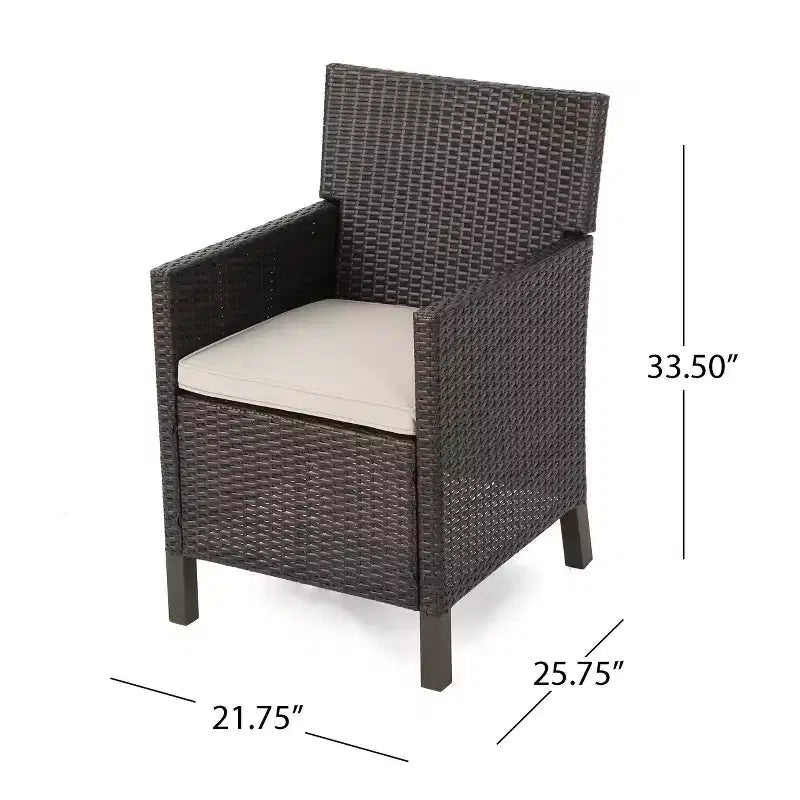 Christopher Knight Home Otto set da pranzo da 7 pezzi in vimini e legno di acacia per esterni con cuscini