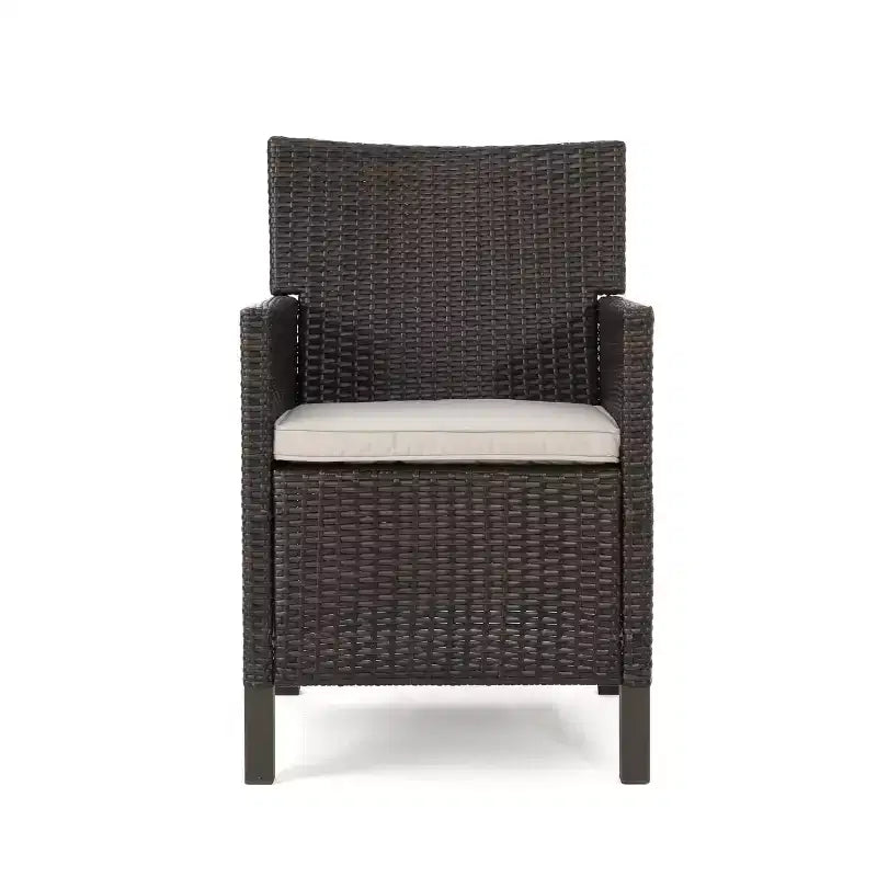 Christopher Knight Home Otto set da pranzo da 7 pezzi in vimini e legno di acacia per esterni con cuscini