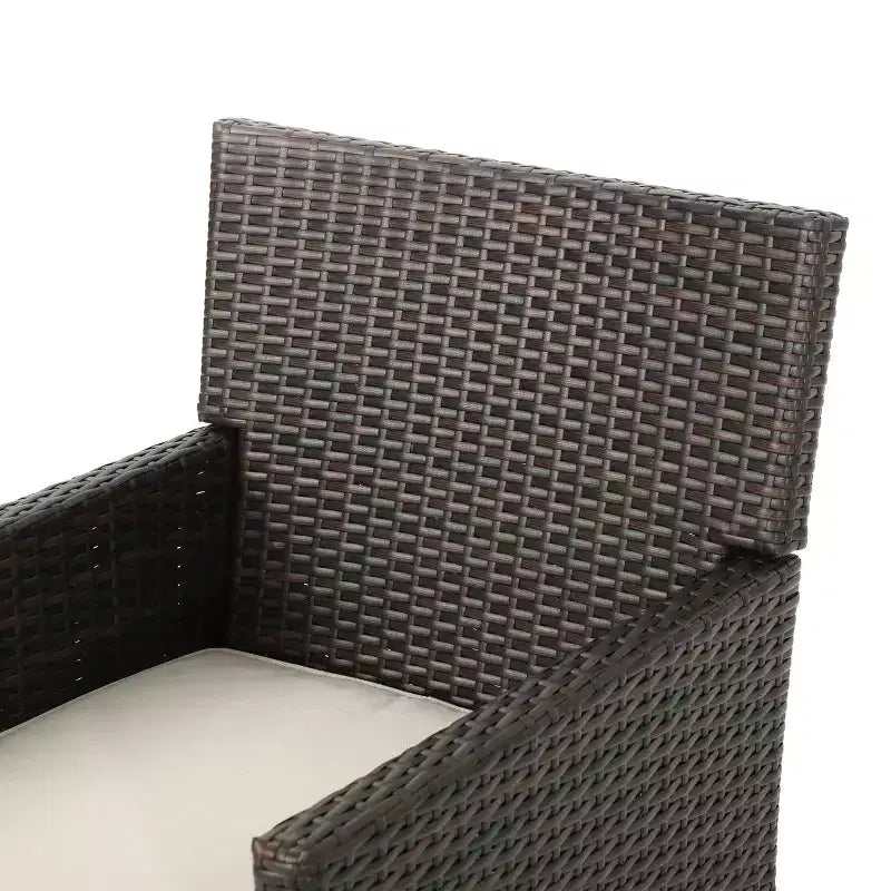 Christopher Knight Home Otto set da pranzo da 7 pezzi in vimini e legno di acacia per esterni con cuscini