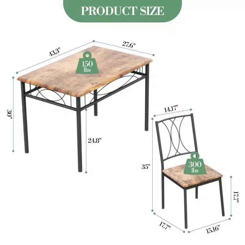 Set da pranzo moderno 5 pezzi, tavolo salvaspazio e 4 sedie, struttura in metallo, Retro/Grigio