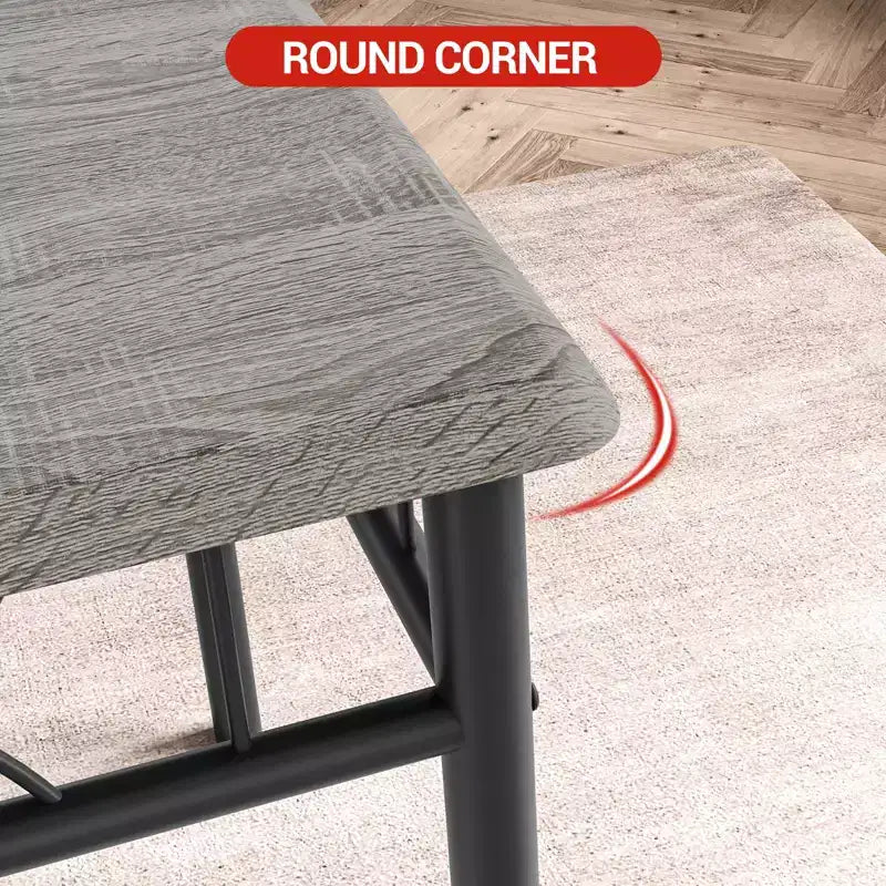 Set da pranzo moderno 5 pezzi, tavolo salvaspazio e 4 sedie, struttura in metallo, Retro/Grigio