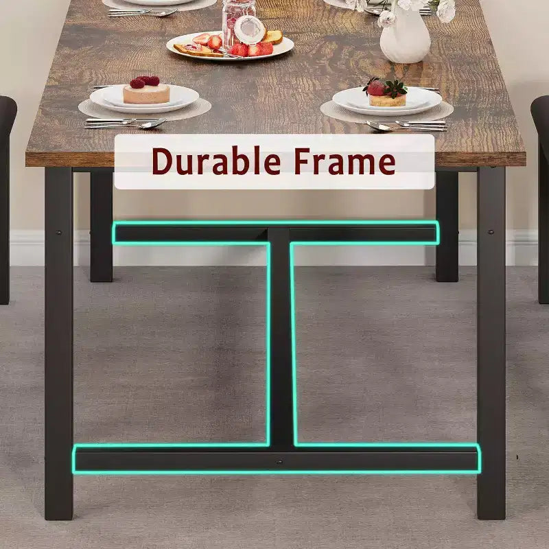 Set tavolo da pranzo allungabile in stile rustico per 4/6 persone, con due panche imbottite, per casa, sala da pranzo, marrone rustico