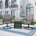 Captiva Designs 3pc Patio Square Bistro Table & Grayish Brown Textilene Sling Swivel Chairs