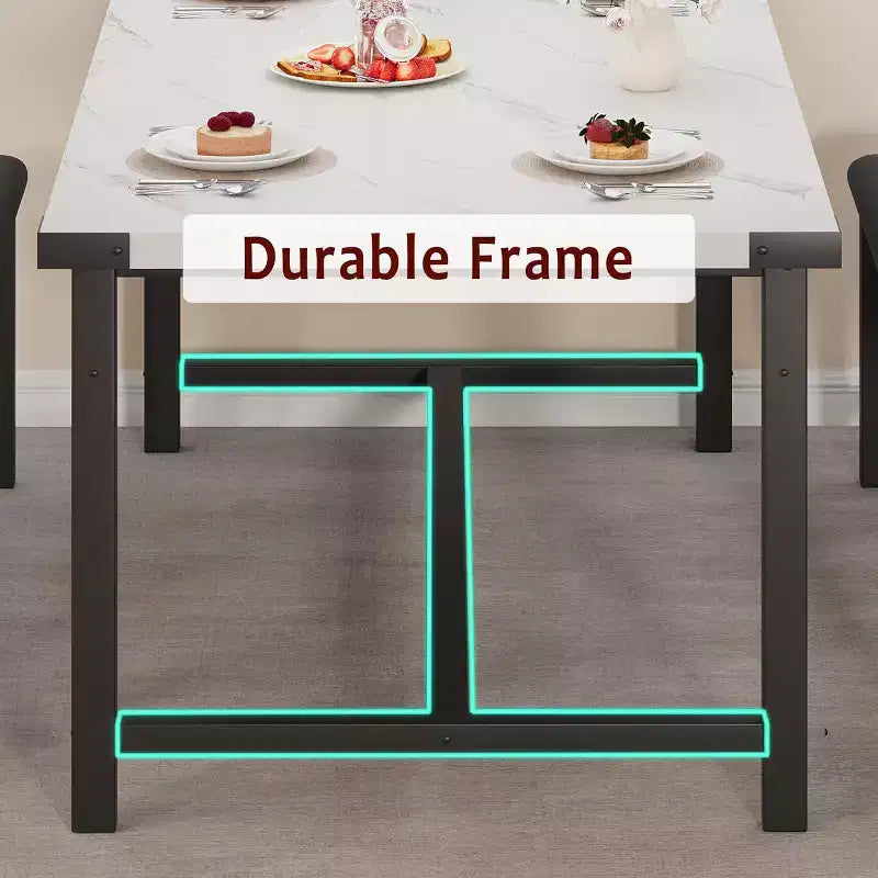 Set tavolo da pranzo per 4-6 persone, tavolo da cucina allungabile da 63 pollici e panca, set tavolo rettangolare con struttura in metallo e 2 panche imbottite per sala da pranzo, appartamento