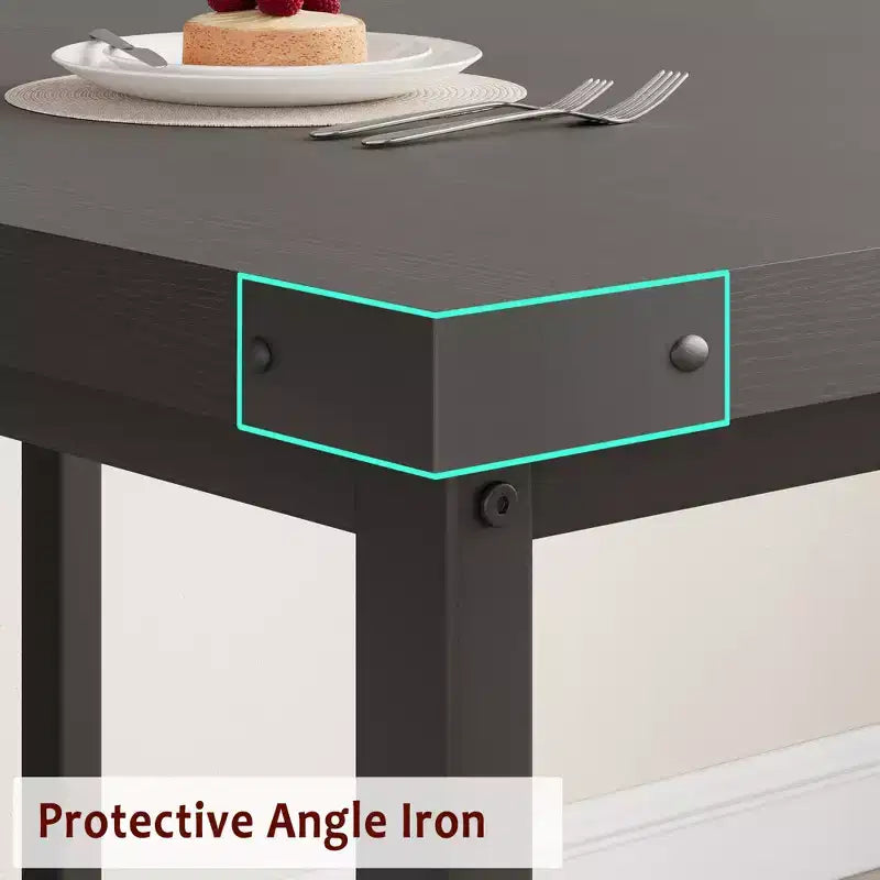 Set tavolo da pranzo per 4-6 persone, tavolo da cucina allungabile da 63 pollici e panca, set tavolo rettangolare con struttura in metallo e 2 panche imbottite per sala da pranzo, appartamento