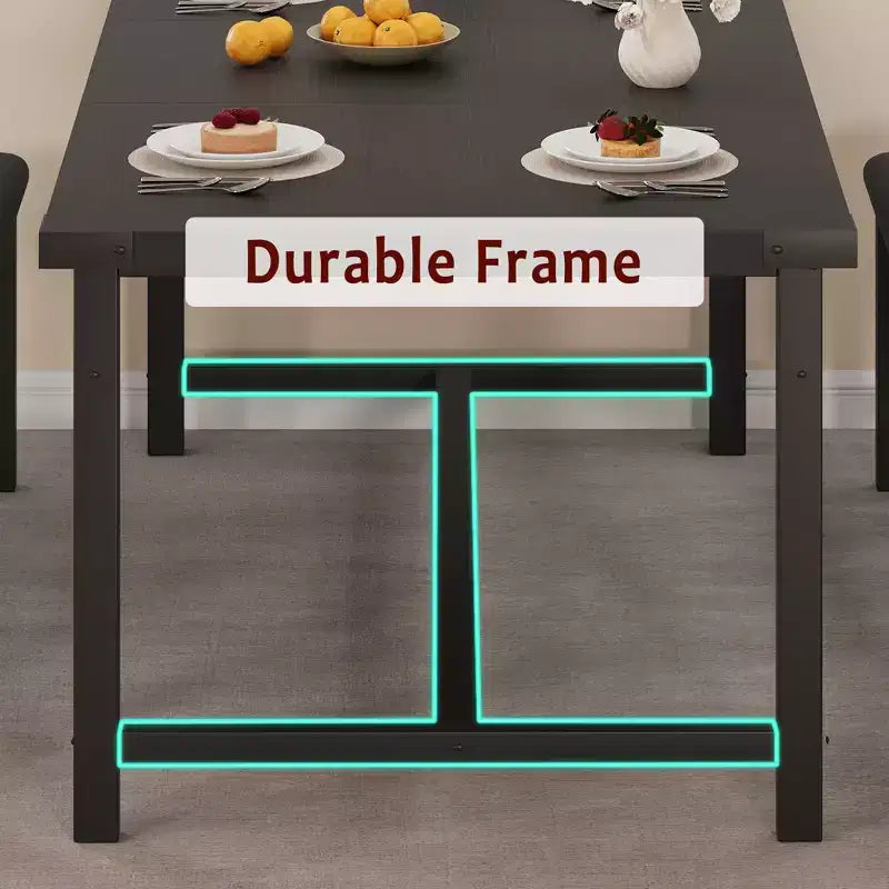 Set tavolo da pranzo per 4-6 persone, tavolo da cucina allungabile da 63 pollici e panca, set tavolo rettangolare con struttura in metallo e 2 panche imbottite per sala da pranzo, appartamento