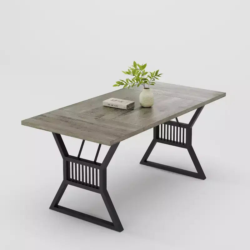 Essgruppe mit 70.8 Zoll für 4-6 Personen, Küchentisch mit robusten Metallbeinen, Esstisch aus Holz im Landhausstil für Esszimmer und Zuhause - ohne Stühle