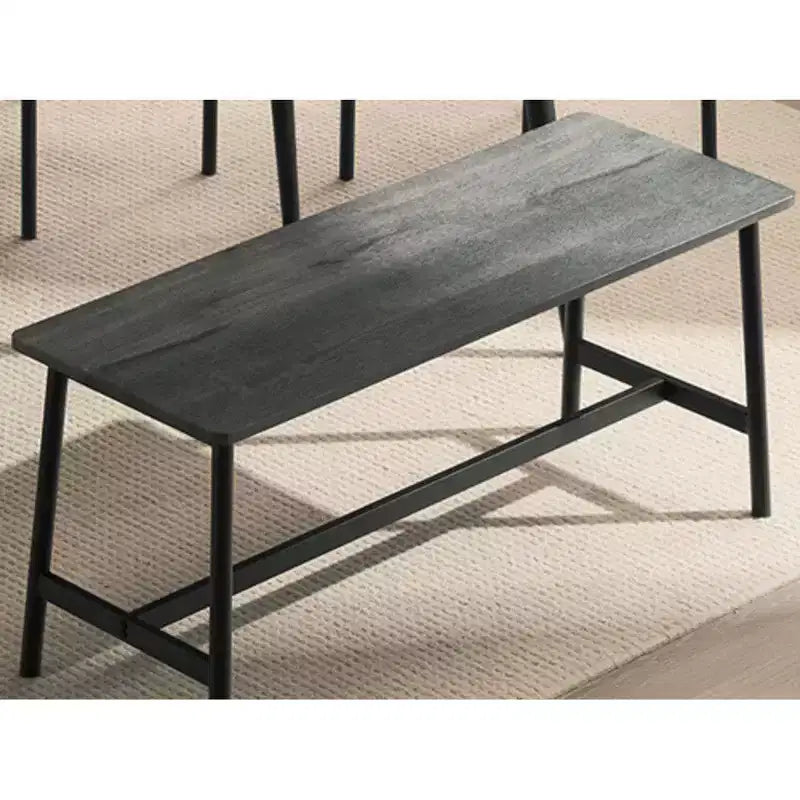 karl Home 1 Tavolo, 1 Sgabello, 4 Sedie, Tubo in Ferro Nero, Cuscino Morbido Grigio, Set Tavolo e Sedie da Pranzo